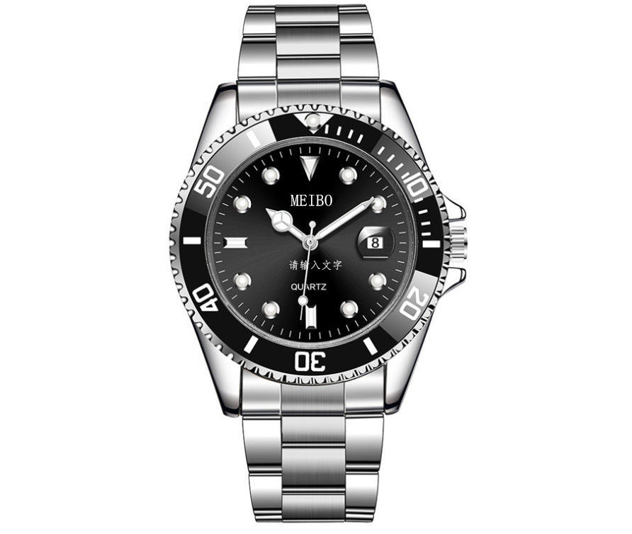 Magnification du calendrier de verre hommes montre avec une sangle en acier