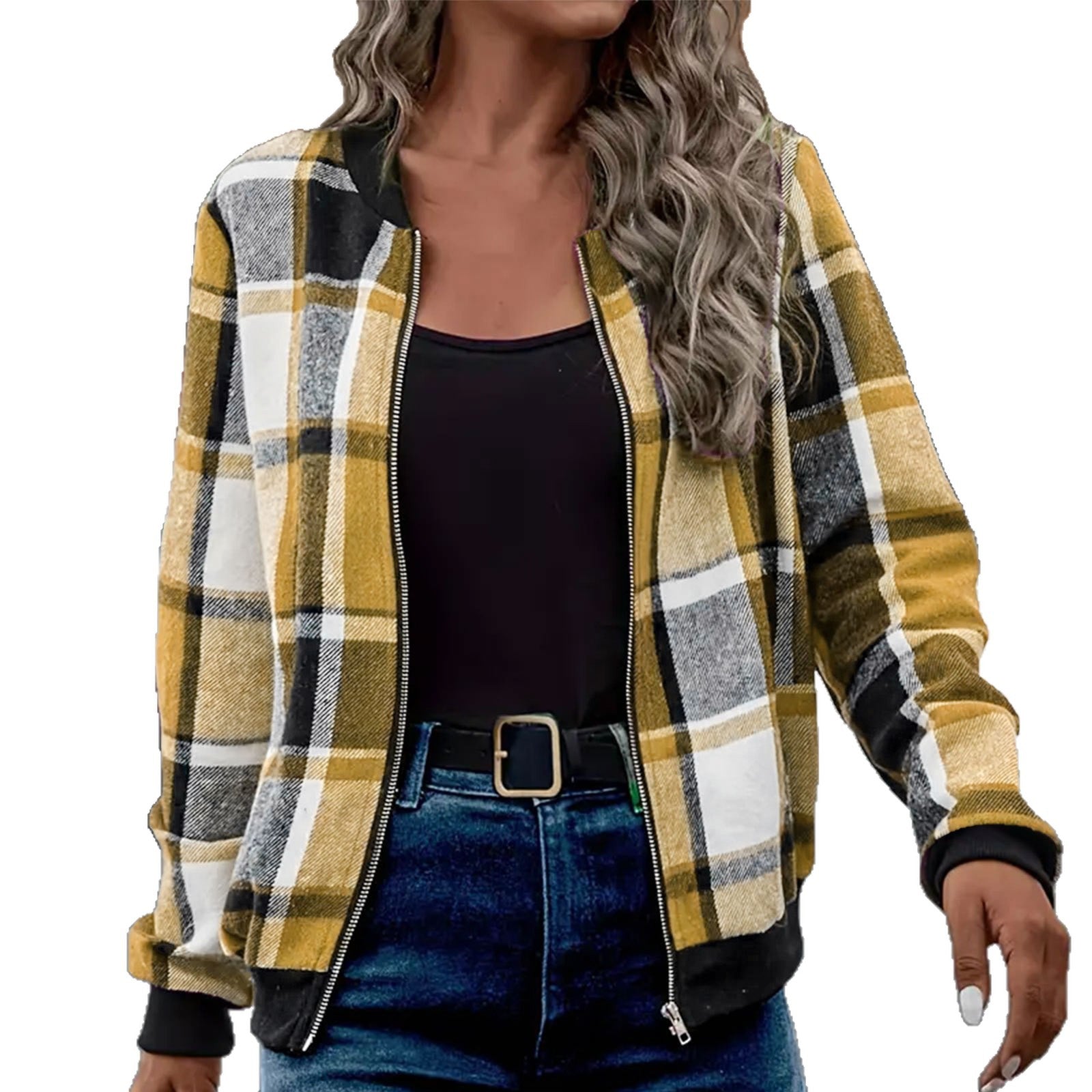 Veste zippée imprimée à manches longues pour femmes