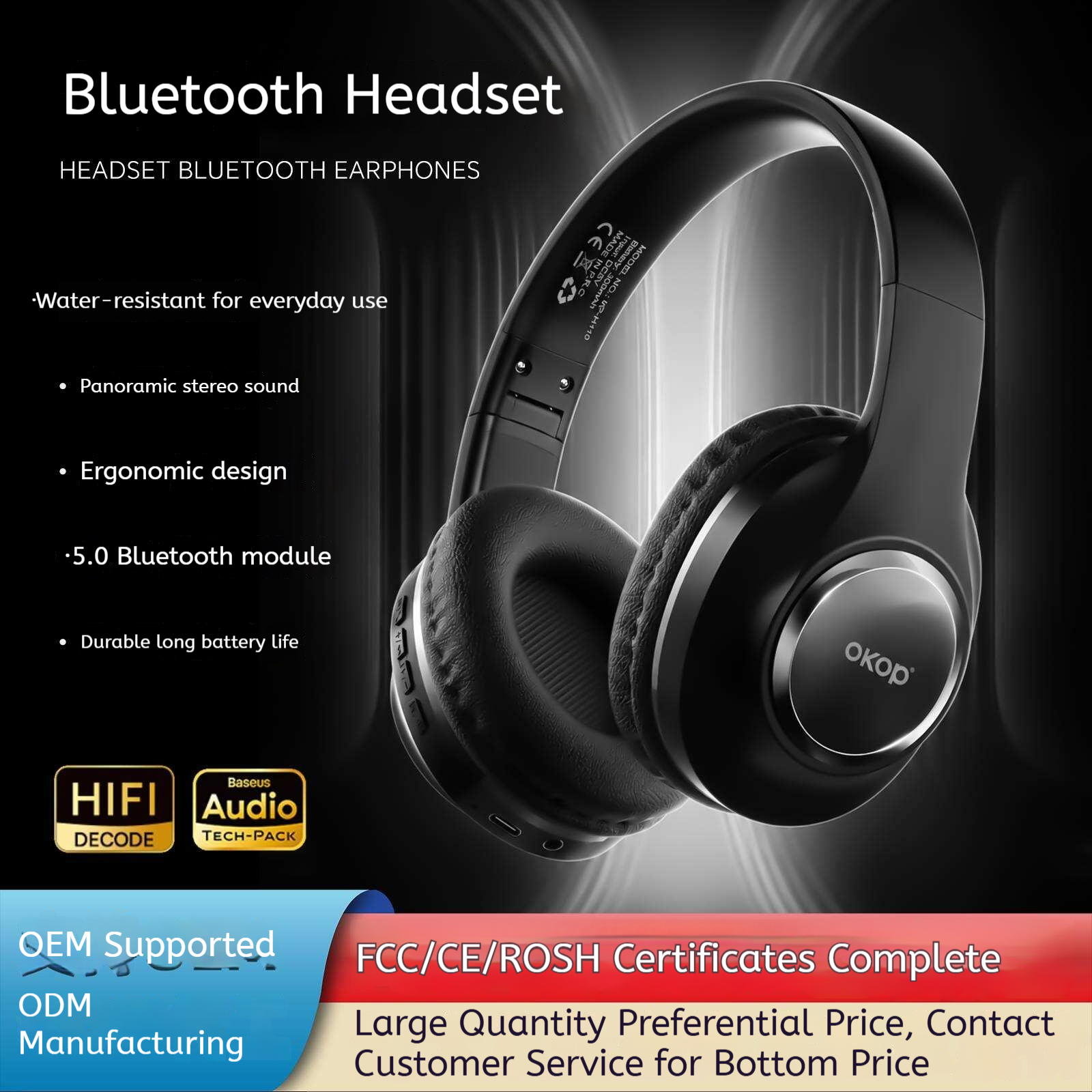 KP-H110 Casques Bluetooth over-Ear sans fil les plus vendus Version 6.0 avec Microphone Lo