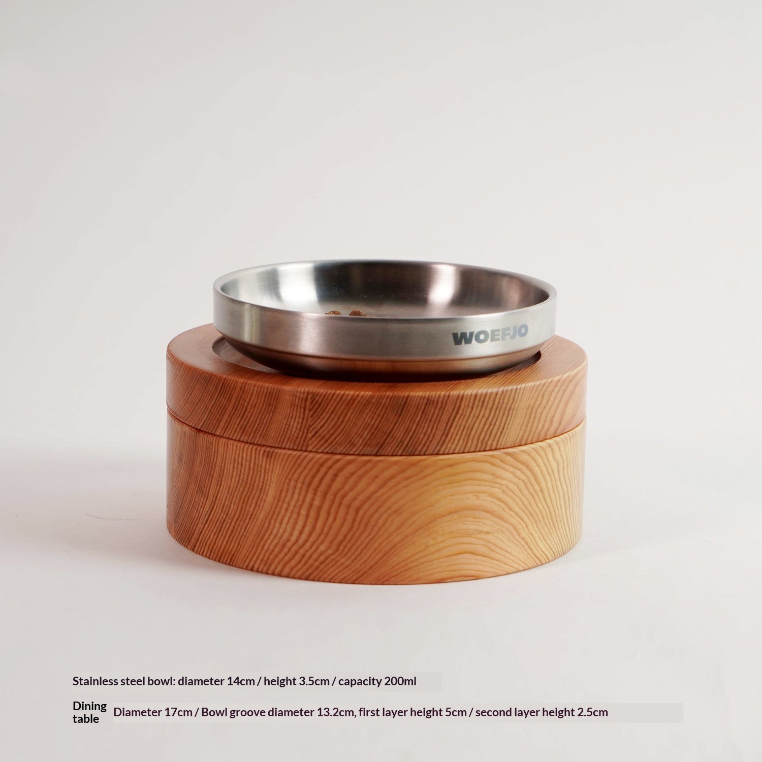 Portable Home Solid Wood Double Pet Bowl
