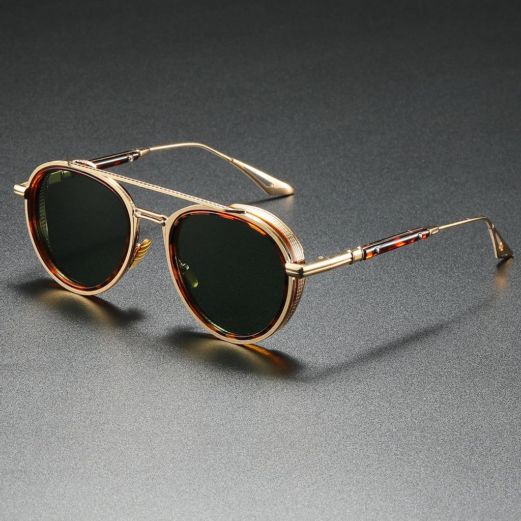 Lunettes de soleil ovales Retro Double Lunettes de mode Beam