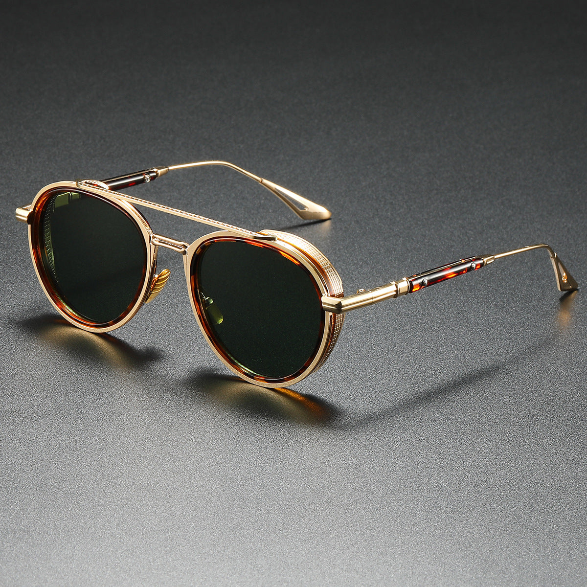 Lunettes de soleil ovales Retro Double Lunettes de mode Beam