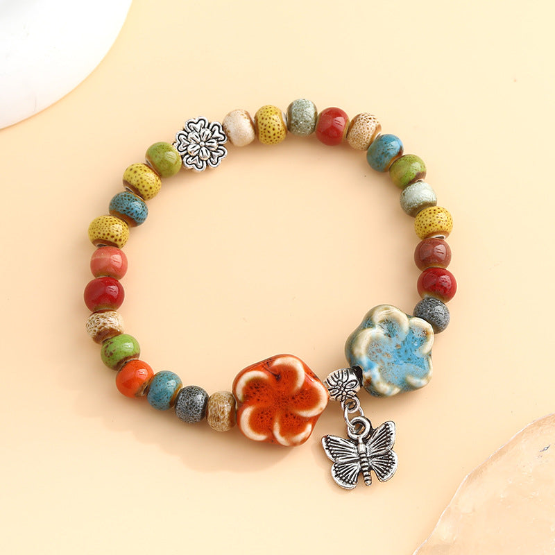 Rétro Scenery Dezhou Ceramic Bracelet Student Literary Ethnic Style National Tendance Perlée