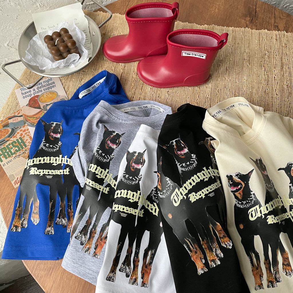 T-shirt tendance pour garçons Doberman Pinscher Casual