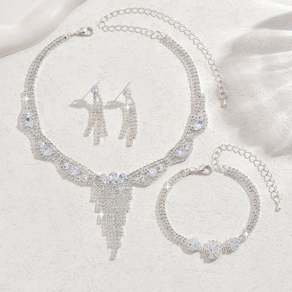Boucles d'oreilles légère de luxe et haut de gamme Zircon Tassel Flower Drop