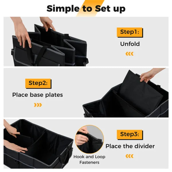 13 Gallon Auto Trunk Organizer - 3 Compartments + 6 Pockets