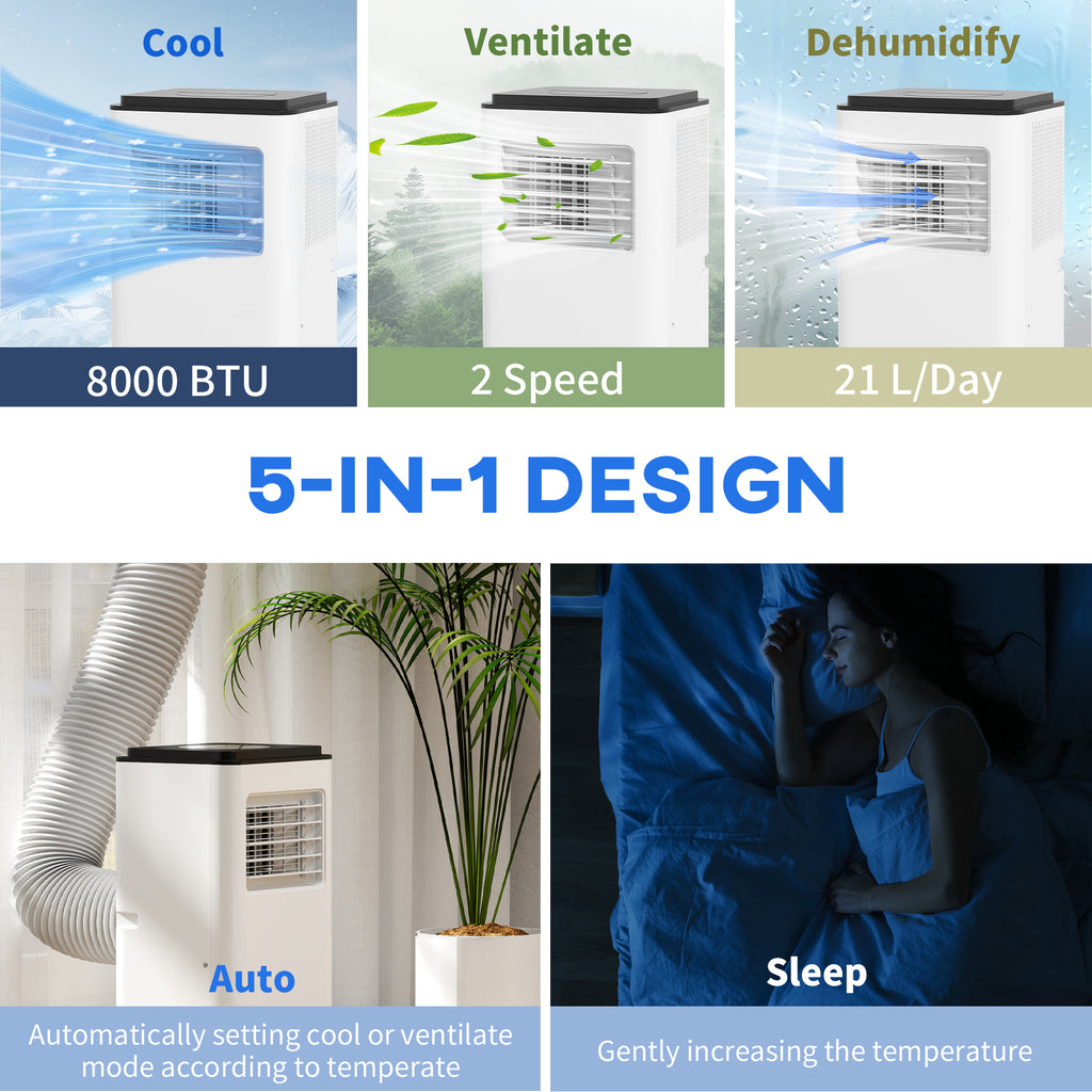 10,000 BTU Moible Climatiseur 440 Sq. Ft., ventilateur déshumidificateur sommeil automatique avec minuteur 24H