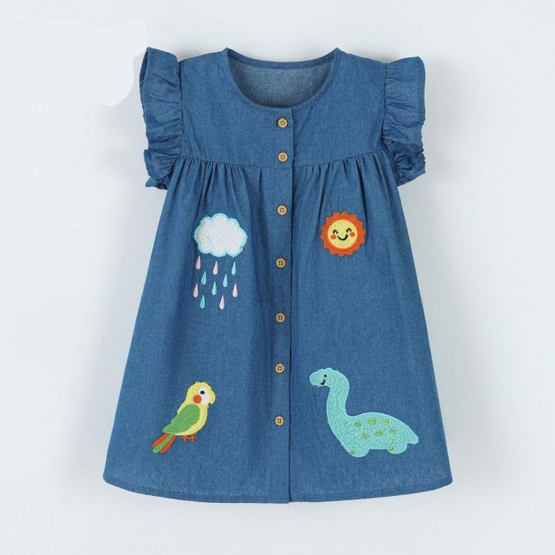 Embroidered denim dress for children