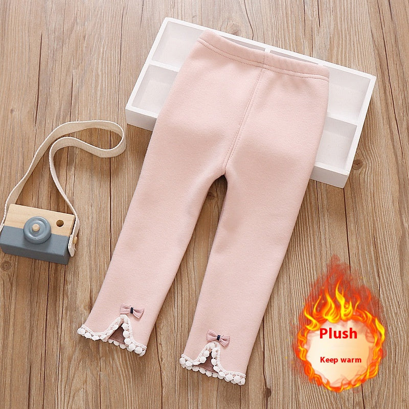 Pantalon à couche unique en hiver épais doublé de polaire pour filles