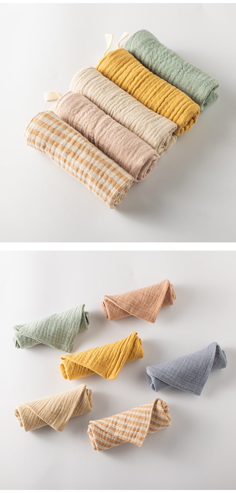 Simple bébé Gauze coton Serviette carrée à quatre couches Salive Serviette visage vêtement couleur soins infirmiers