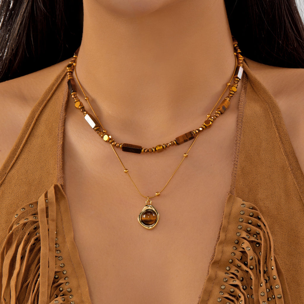 Collier de perles pour les yeux de style maillard