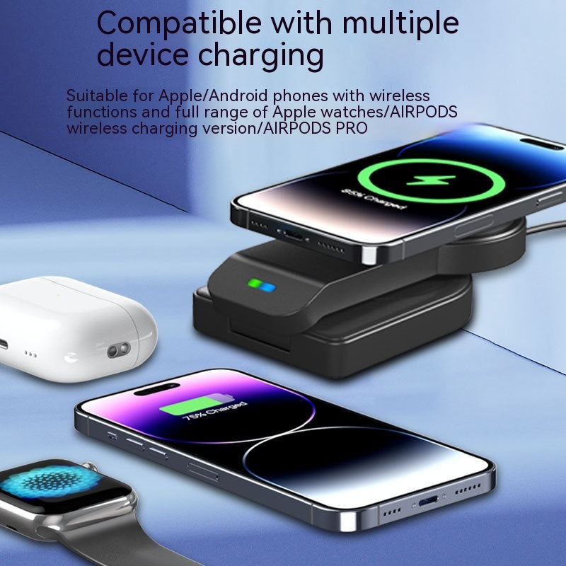 Chargeur magnétique sans fil pliable à trois en un