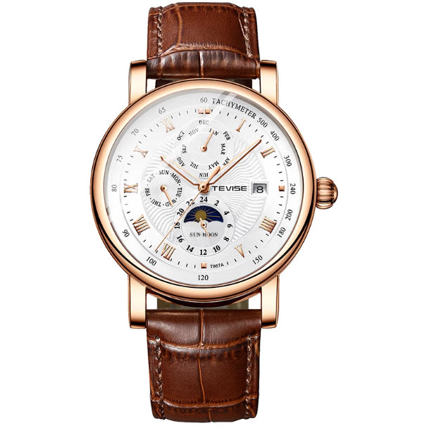 Mécanique homme avec Tourbillon Phase de lune haut de gamme et Starry Sky Design Résistant à l'eau