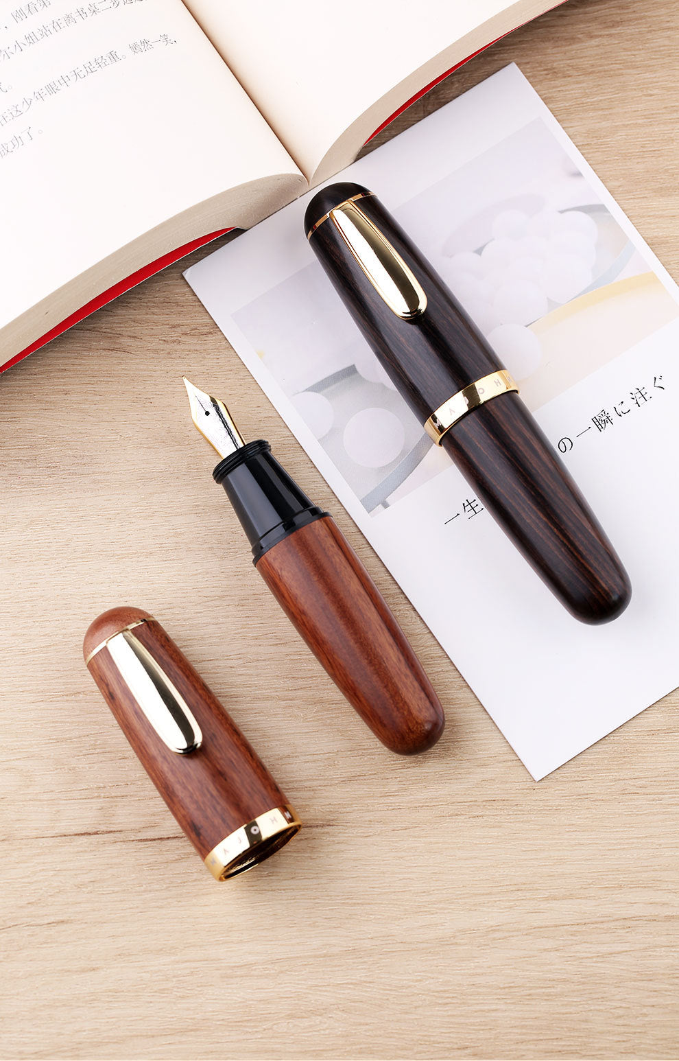 Stylo d'encre de bois massif fine pointe mignon Chubby Stylo court