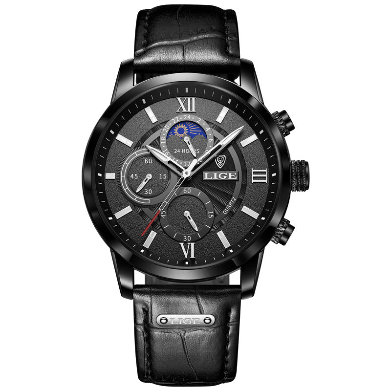 Montre Quartz haut de gamme Homme Chronographe multifonction Lumineux et résistant à l'eau