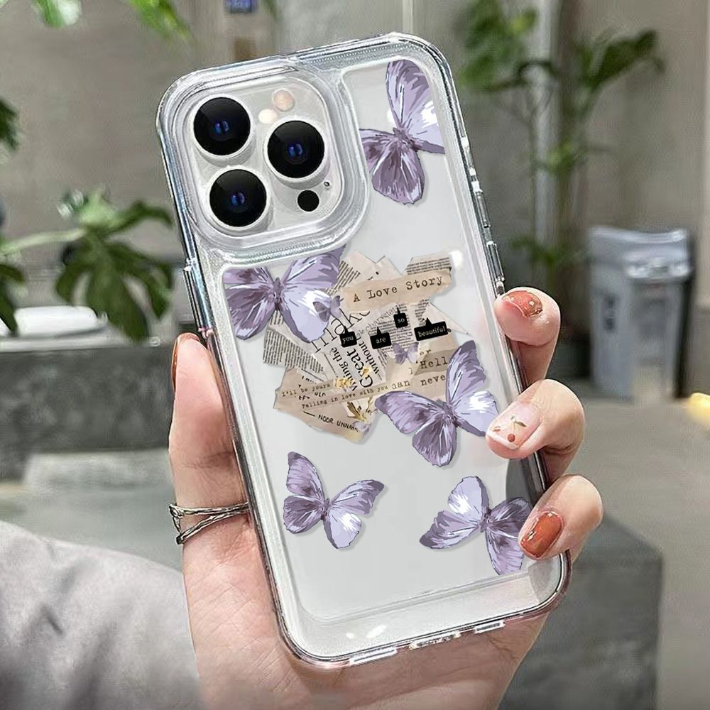 Ins Style Purple Butterfly boîtier de téléphone en silicone