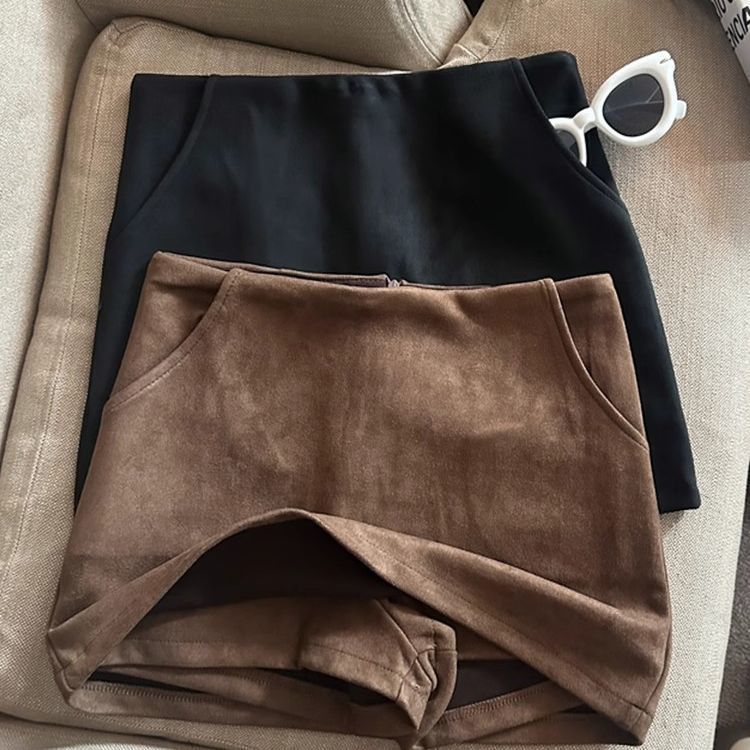 Suede de style coréen Jupe de carrosserie haute portée
