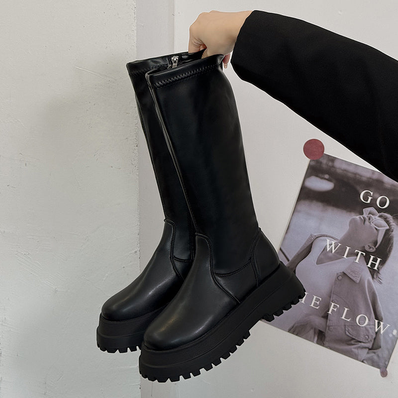Women's Chunky Platform Stretch Knee-High Boots