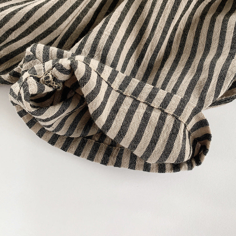 Été Coton pour enfants et lin Short rayé vertical