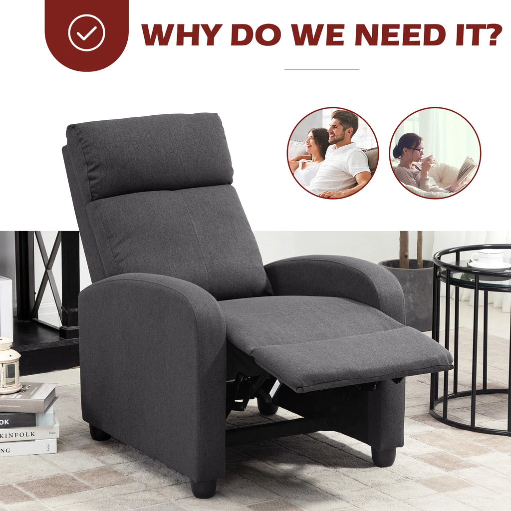 Fauteuil inclinateur en tissu Manuel Accueil Théâtre Siège Canapé inclinable simple chaise avec rembourré