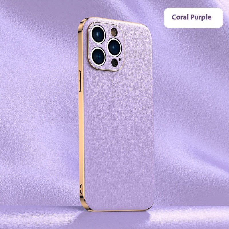 Étui de protection de téléphone en cuir simple Shell