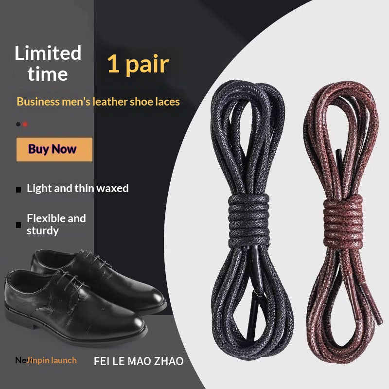 Dentelles de chaussures en cuir caoutchouteux caxées rondes hommes