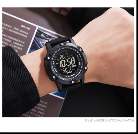 Mens Sports Electronic Silicone Strap Montre multifonctionnelle