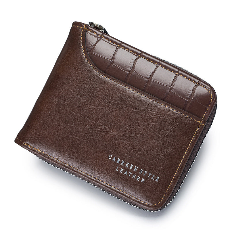 Porte-monnaie court homme motif pierre Grande capacité triple sac