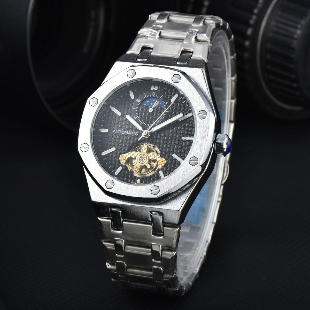 Montre Tourbillon mécanique multifonctionnelle pour hommes