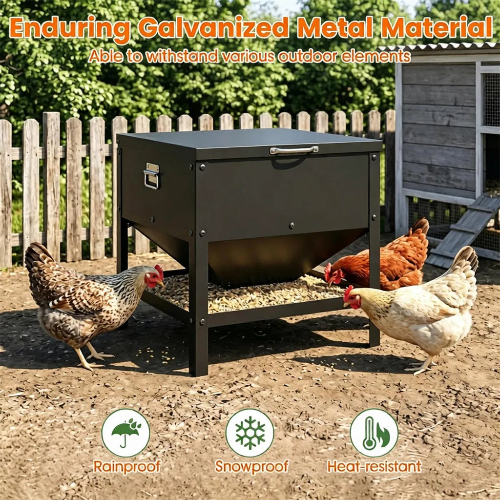 Hopper d'alimentation de poulet en acier inoxydable robuste avec couvercle de levage