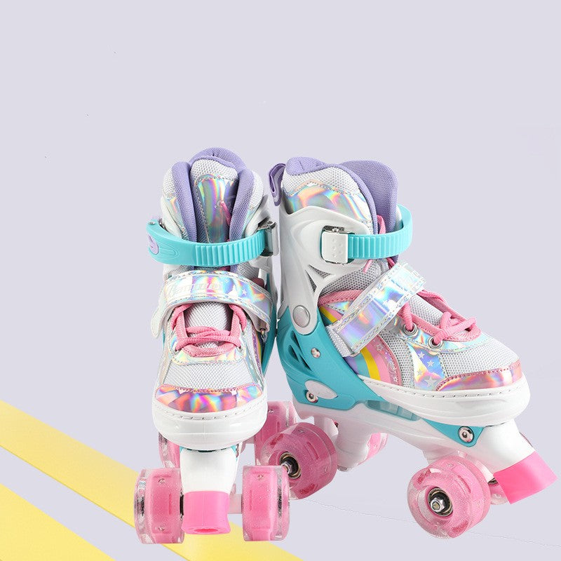 Patins pour enfants Double rang Quatre roues Plein flash
