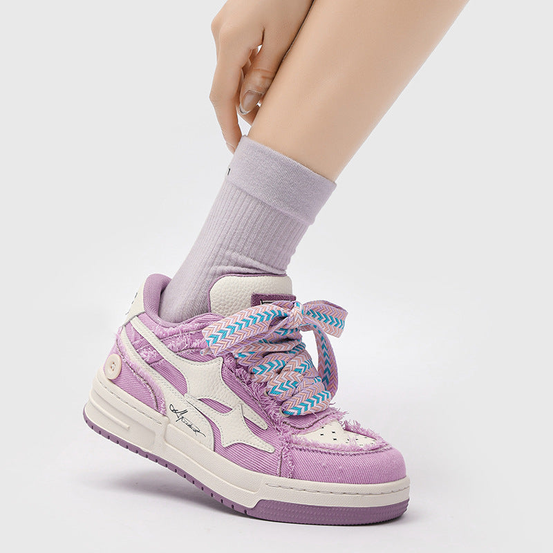 Femmes Mode Lavande Violet Fond épais Sports Casual Board Chaussures