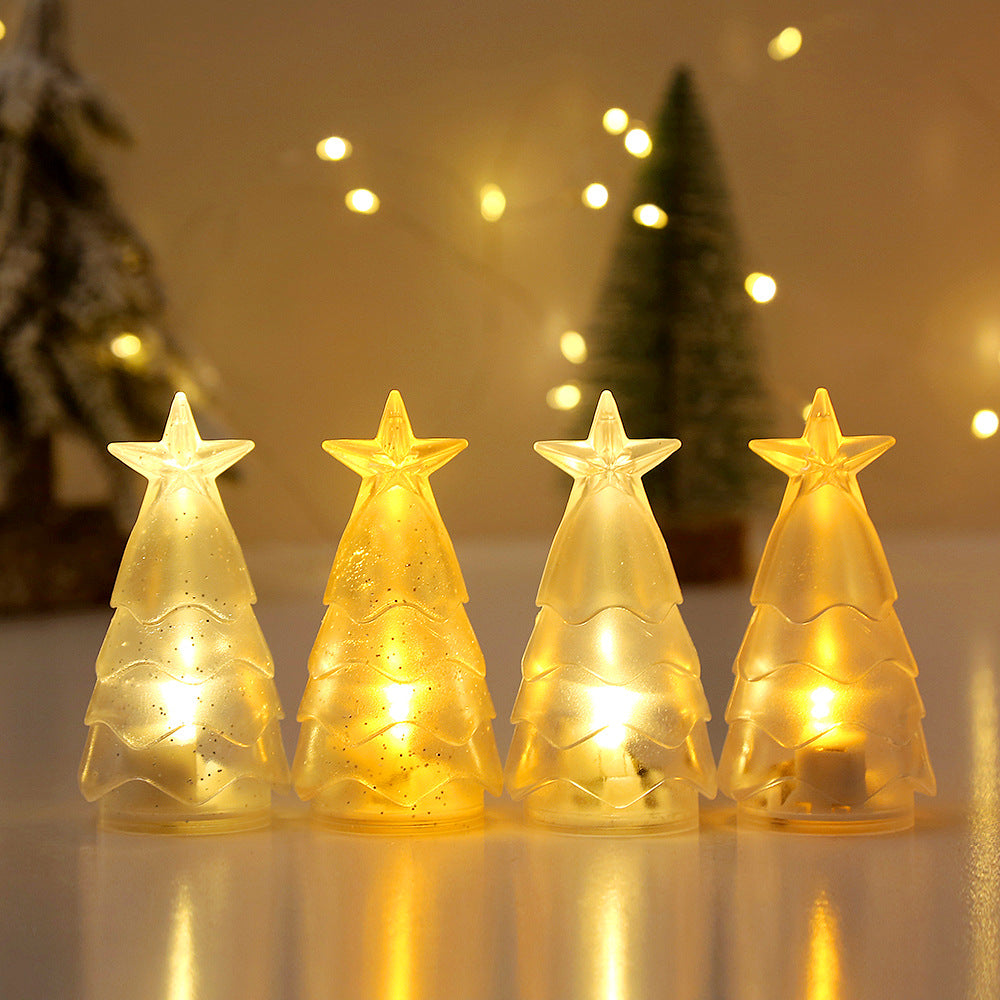 Décorations de Noël Arbre de Noël transparent cristal nuit lumière bougie numérique Atmospe
