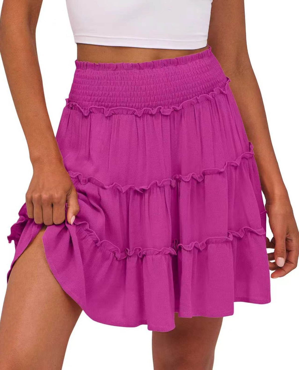 Femmes Casual High-Wisted Ruffled Multi-couche Mini Jupe