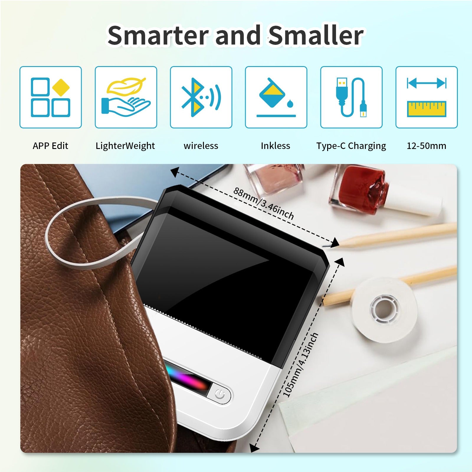 U1 Autocollant Compact Portable Imprimante thermique Bluetooth sans fil Pocket Mini Label Mak