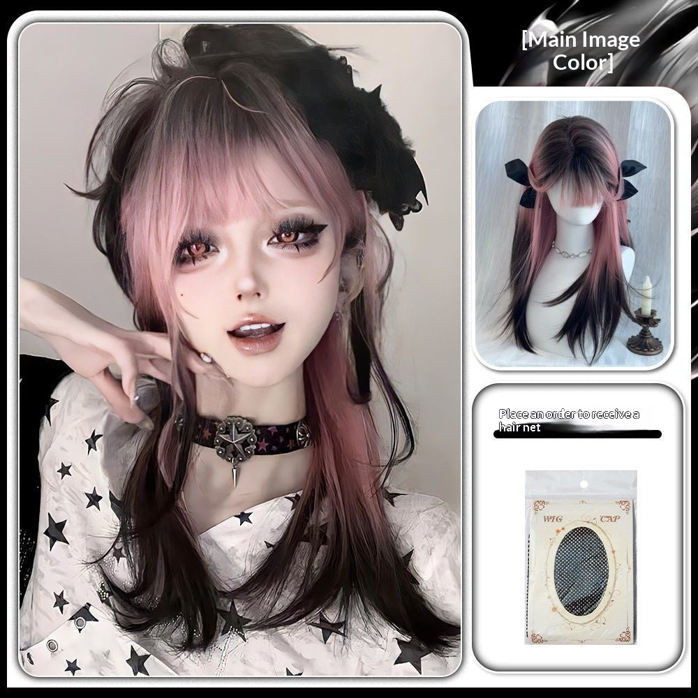 Perruque platine femmes cheveux longs Ombre noir