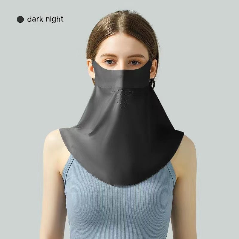 Facekini Masque plein visage écran solaire Respirant mince soie glacée