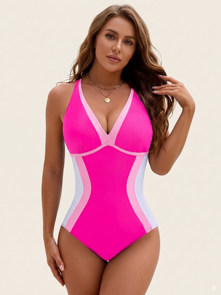 Couleur Bloc Tummy Control Maillot de bain monopièce
