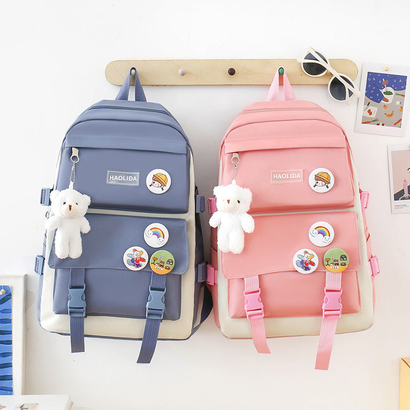 Ensemble de sac à dos de type Harajuku à grande capacité