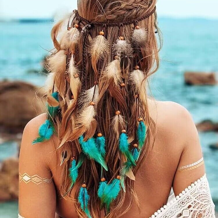 Coiffures longues bicolores Bohemian Feather Headwear