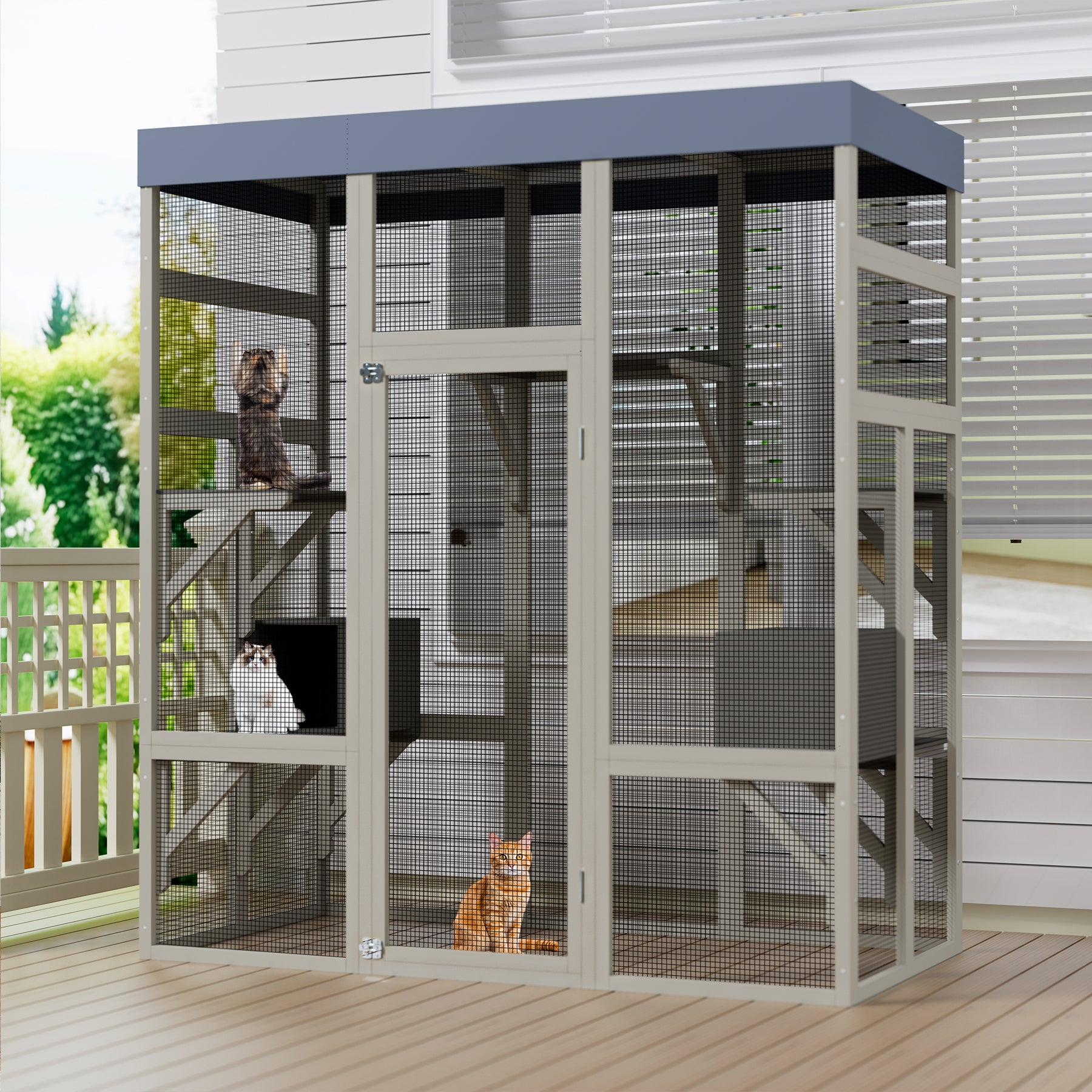 Catio en bois de 62.6" pour chats