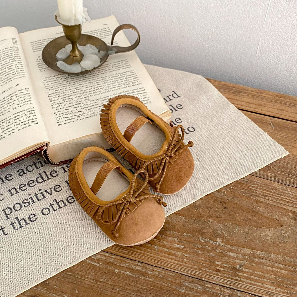 Printemps véritable en cuir bébé filles chaussures Big Bow couvert frange antidérapant résistant à l'usure doux