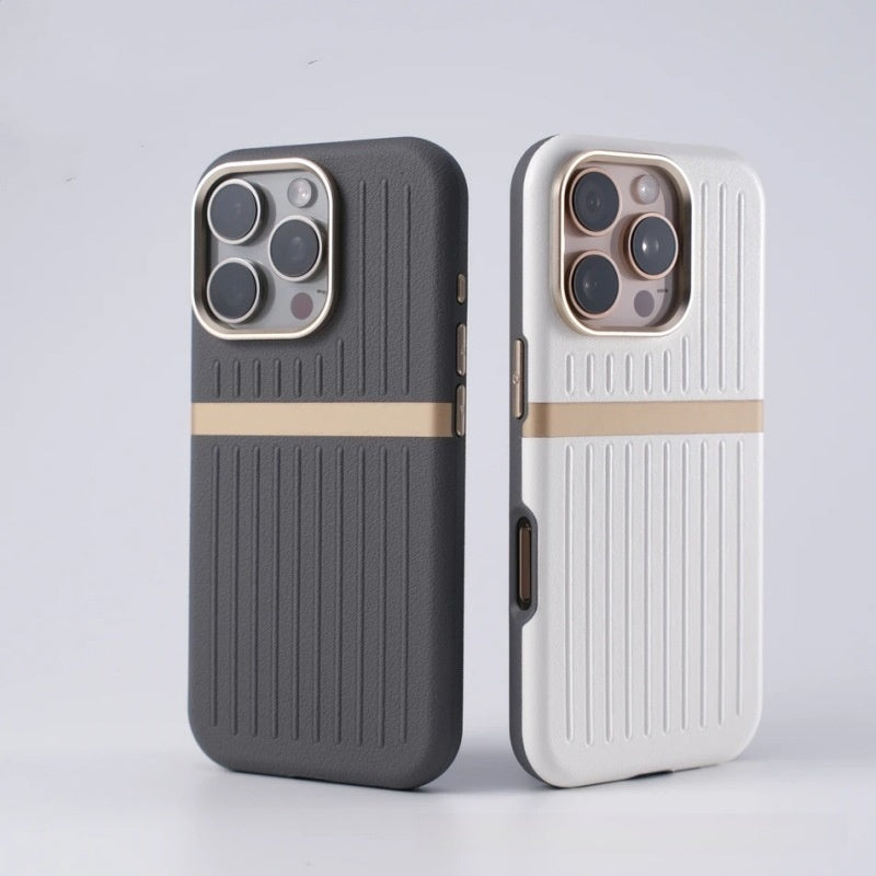Cas de téléphone magnétique ondulée Cas de téléphone en cuir de bureau