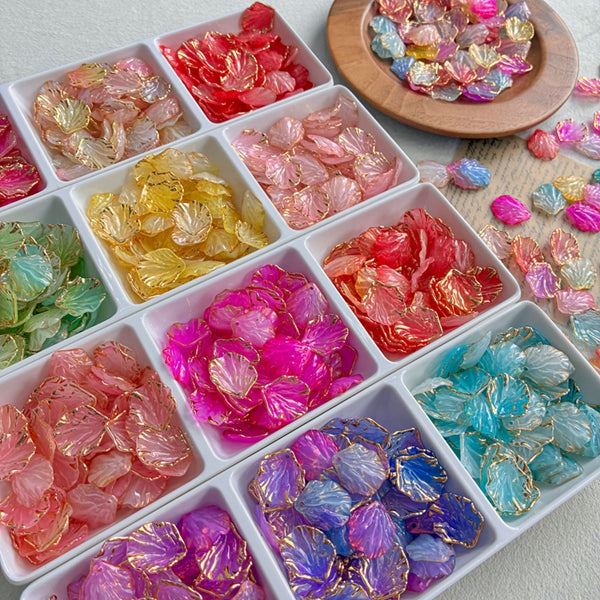 Perles de feuille de coquillage en or gradué