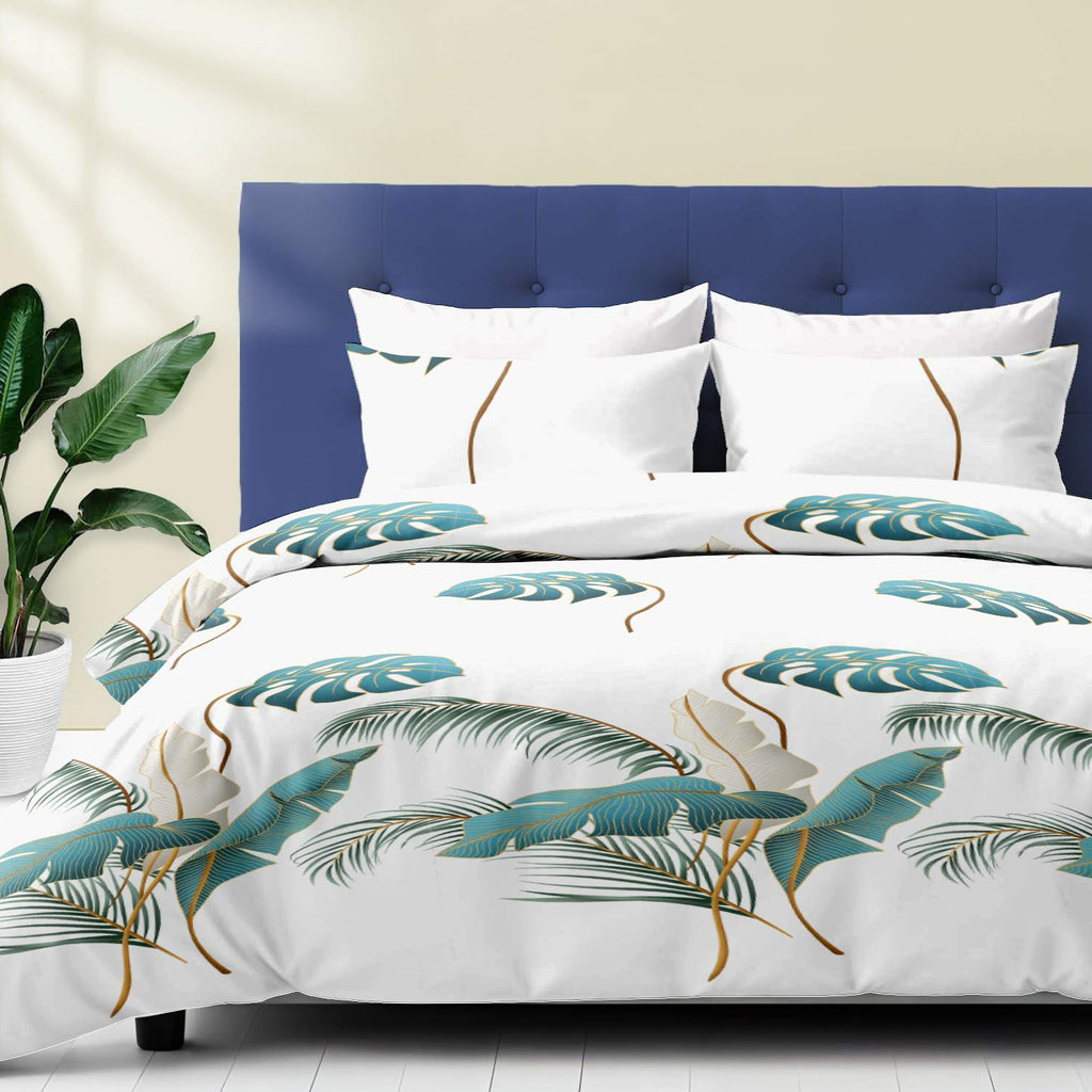 Ensemble de matelas à feuilles de palmier tropical de 9 pièces avec 6 rideaux indépendants