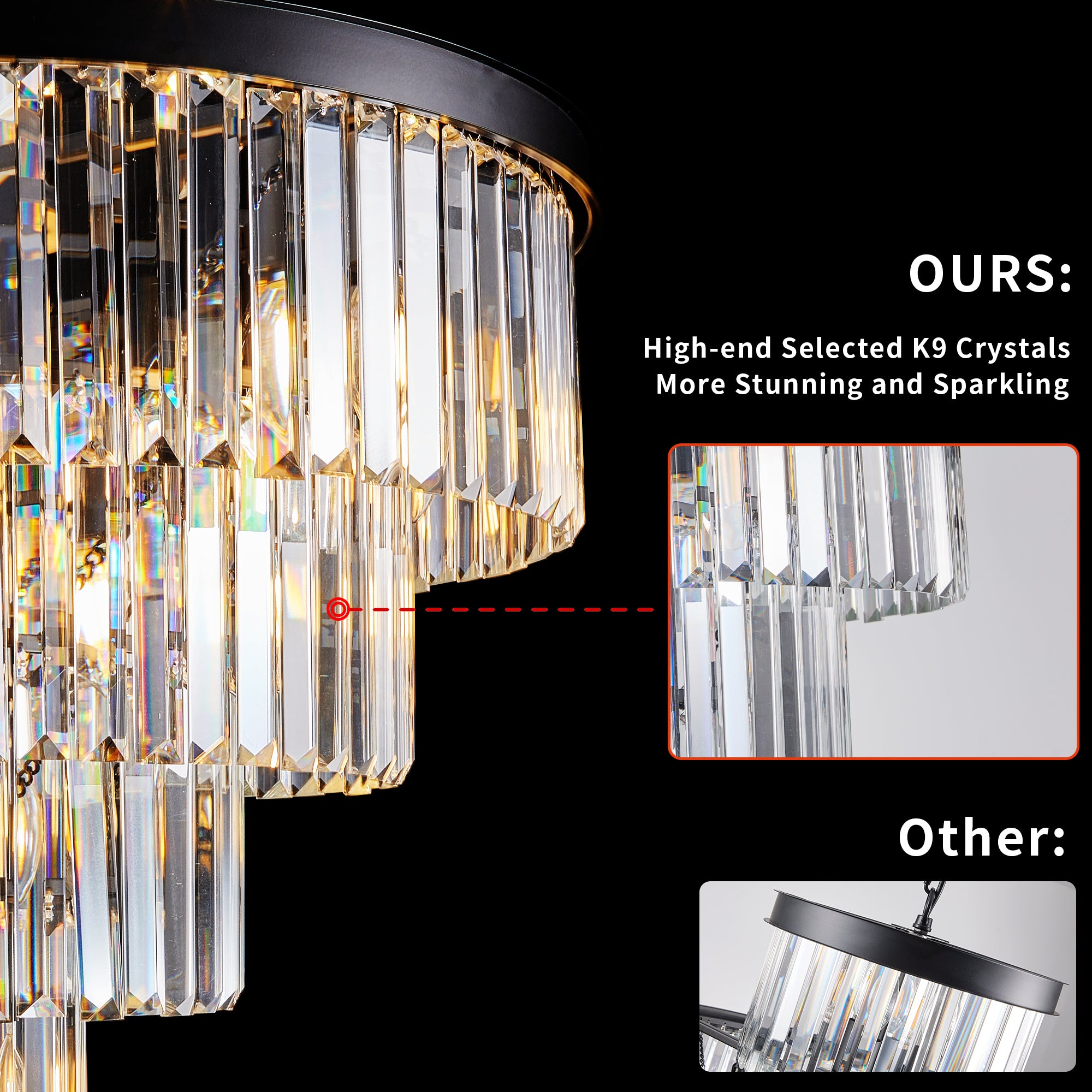(Même que W1340P188542/L5007-600-B) 24" Cristal contemporain Moderne Chandeliers Cristal Cei