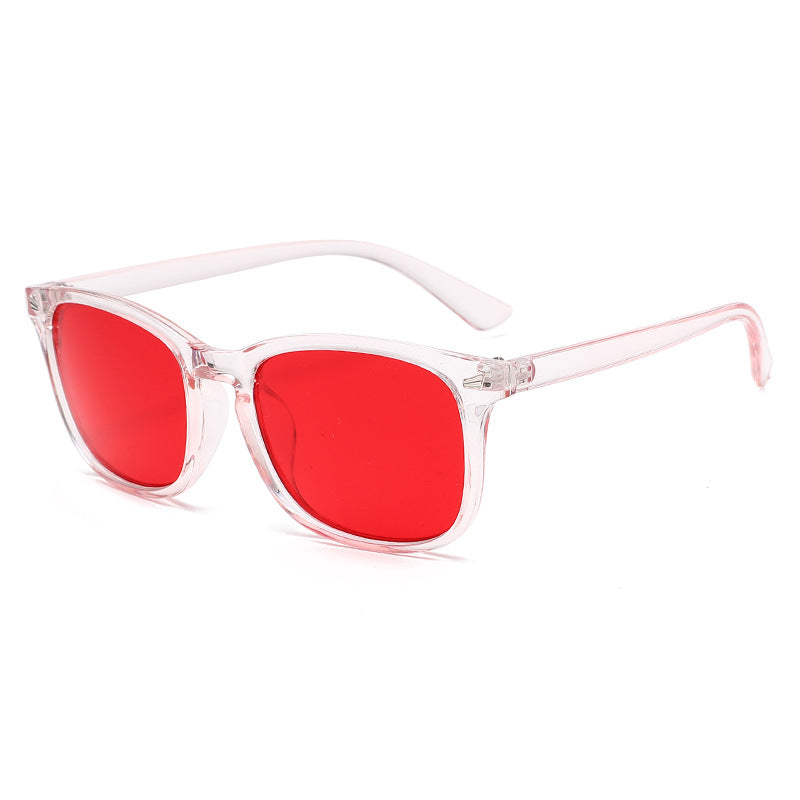 Lunettes de soleil à la mode à cadre carré de protection UV Lensed rouge