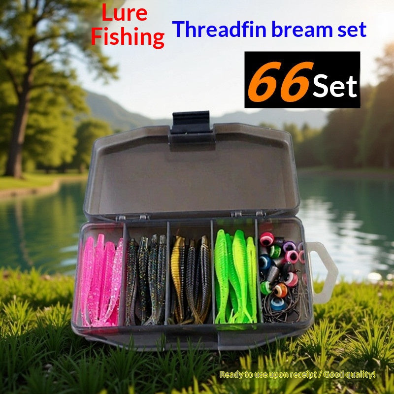 Weihai Soft Bait Set Lure Kit avec des vers à queue de fourche 66 pièces