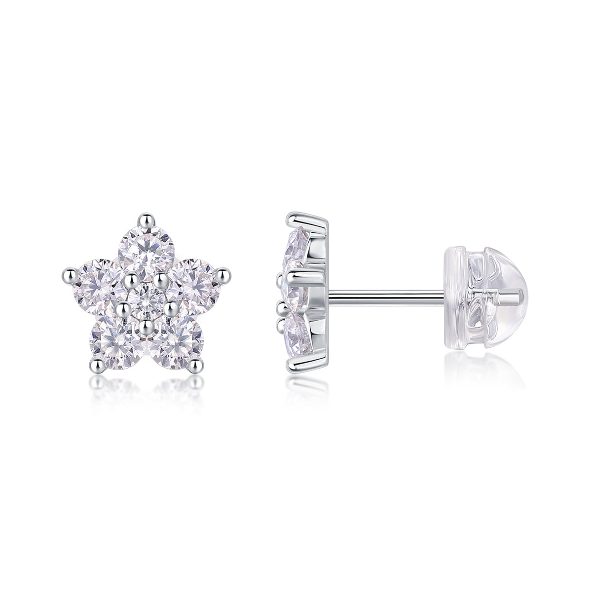S925 Boucles d'oreilles Sterling Silver Flower Stud