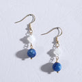 Boucles d'oreilles originales de style vintage en Shell et Kyanite blanc naturel